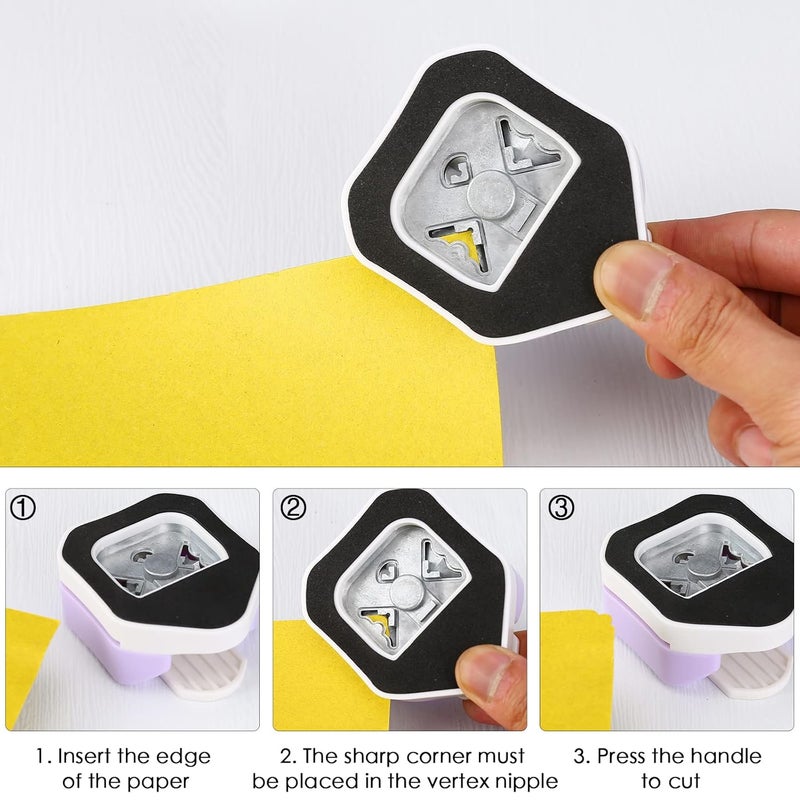 Looneng 3 Way Beauty Shape Corner Punch, 3 in 1 Corner Paper Punch for Paper Crafts, Laminate, Cardstock, Business Card, DIY Projects, Photo, Card Making and Scrapbooking - Image 4